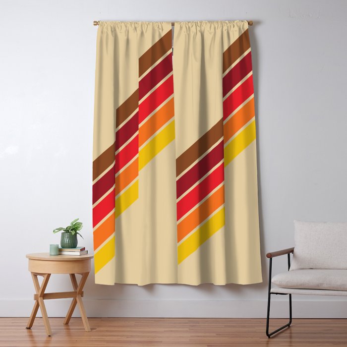 Papaow - Classic 70s Vintage Style Retro Summer Stripes Window Curtain Gallery Image 5