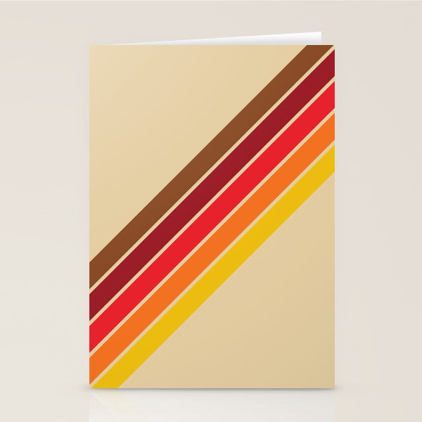 Papaow - Classic 70s Vintage Style Retro Summer Stripes Stationery Card Gallery Image 1