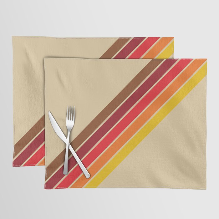 Papaow - Classic 70s Vintage Style Retro Summer Stripes Placemat Gallery Image 1