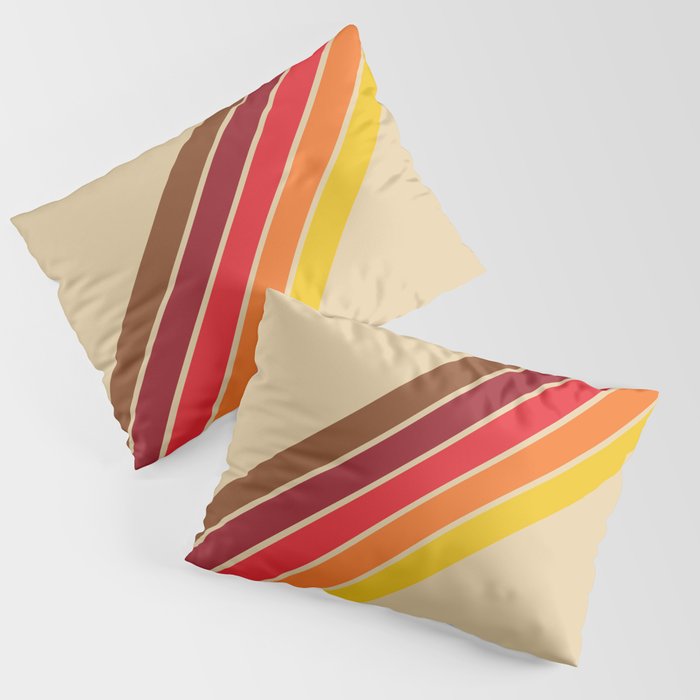 Papaow - Classic 70s Vintage Style Retro Summer Stripes Pillow Sham Gallery Image 3