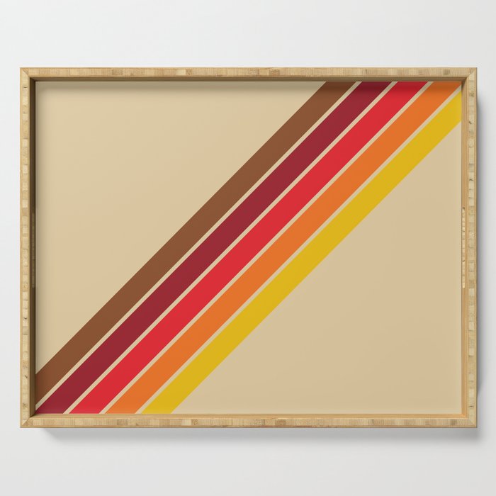 Papaow - Classic 70s Vintage Style Retro Summer Stripes Serving Tray Gallery Image 1