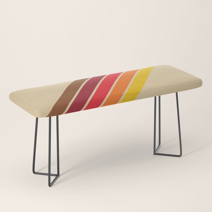 Papaow - Classic 70s Vintage Style Retro Summer Stripes Bench Gallery Image 1
