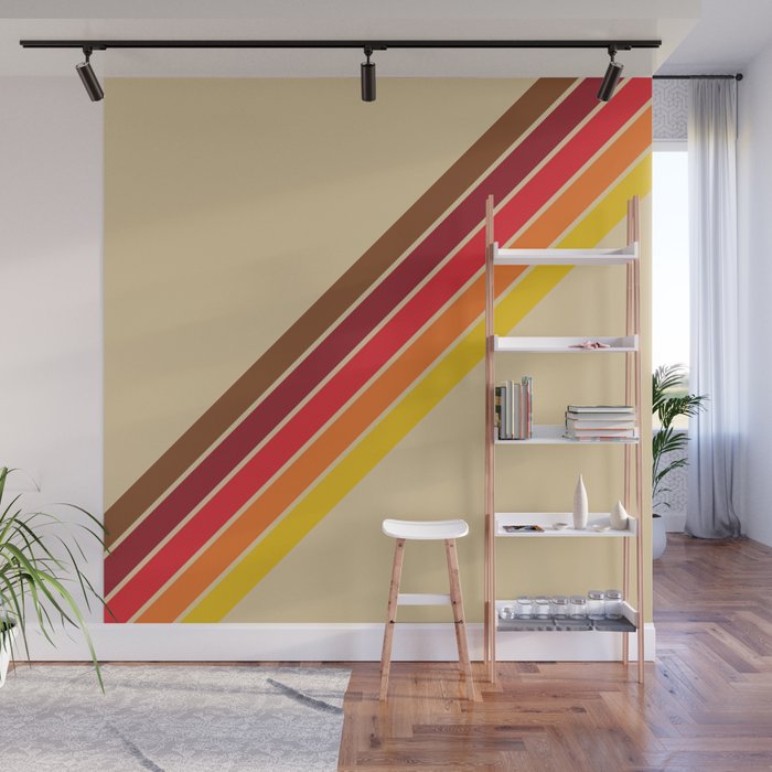 Papaow - Classic 70s Vintage Style Retro Summer Stripes Wall Mural Gallery Image 1