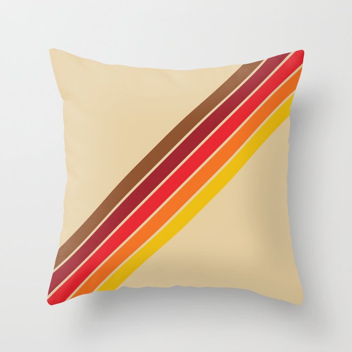 Papaow - Classic 70s Vintage Style Retro Summer Stripes Throw Pillow Gallery Image 6