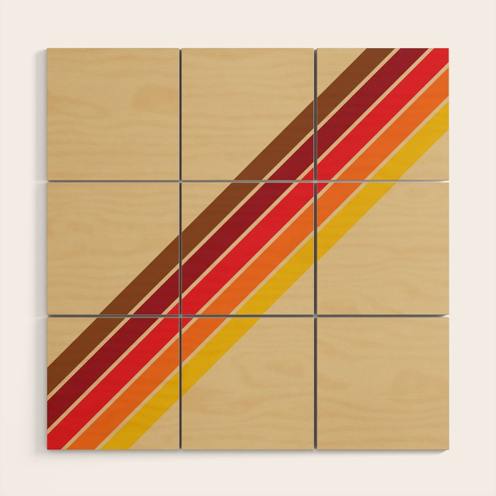 Papaow - Classic 70s Vintage Style Retro Summer Stripes Wood Wall Art Gallery Image 1
