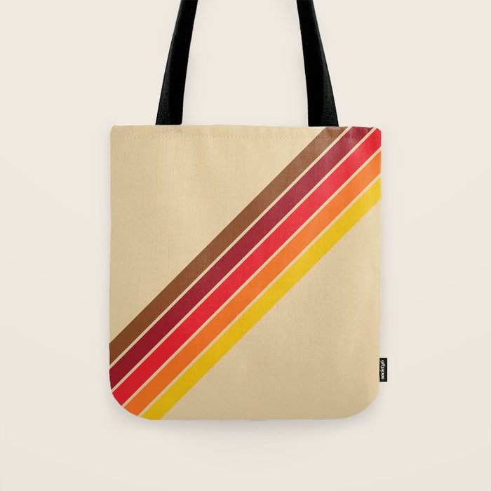 Papaow - Classic 70s Vintage Style Retro Summer Stripes Tote Bag Gallery Image 1