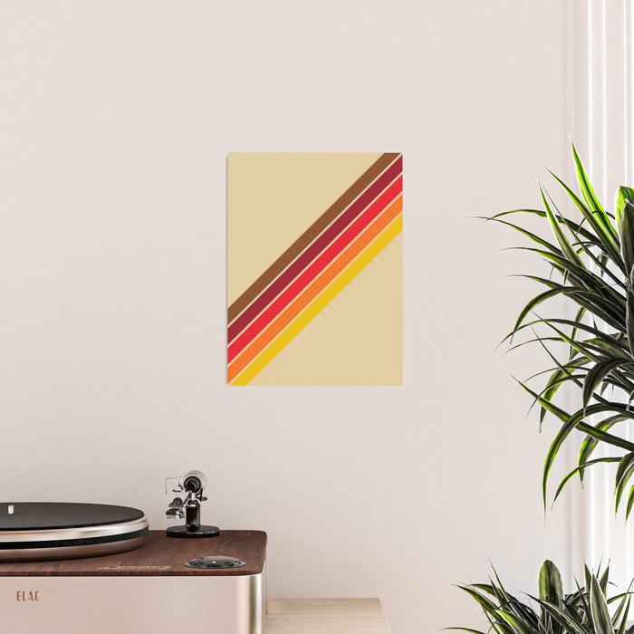 Papaow - Classic 70s Vintage Style Retro Summer Stripes Poster Gallery Image 2