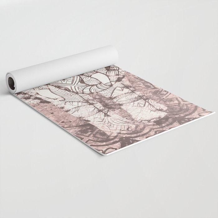Bohemian, Elephant, Mandala, Blush, Moon Yoga Mat Gallery Image 2