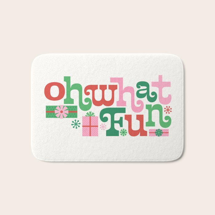 Oh What Fun - Red and Green Bath Mat Gallery Image 1