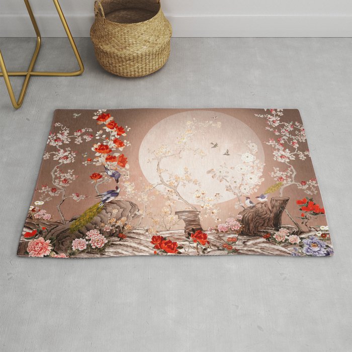 Chinoiserie Moonlight Sakura Garden Rug Gallery Image 1