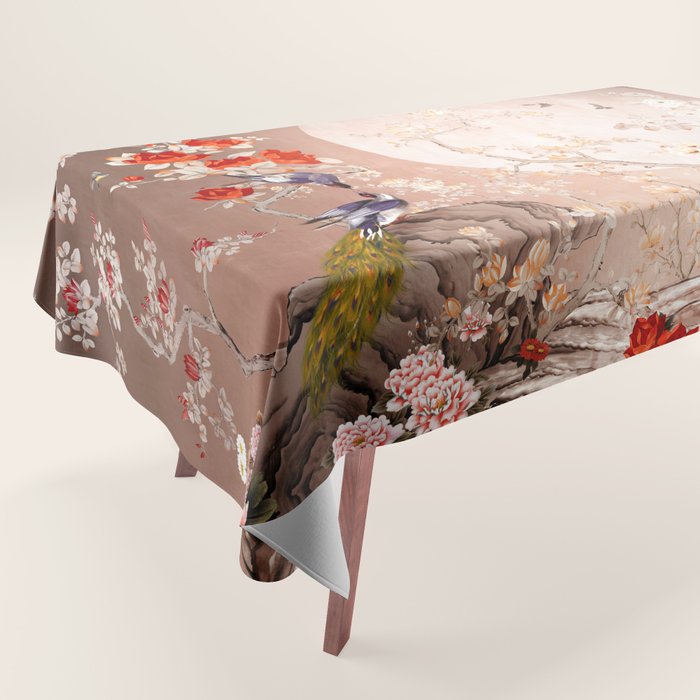 Chinoiserie Moonlight Sakura Garden Tablecloth Gallery Image 1