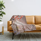 Chinoiserie Moonlight Sakura Garden Throw Blanket Gallery Image 1
