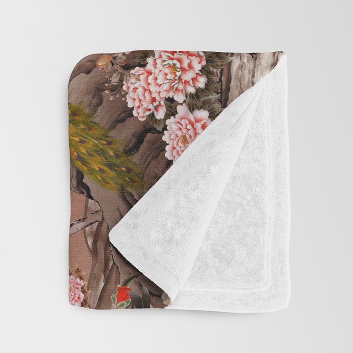 Chinoiserie Moonlight Sakura Garden Throw Blanket Gallery Image 3