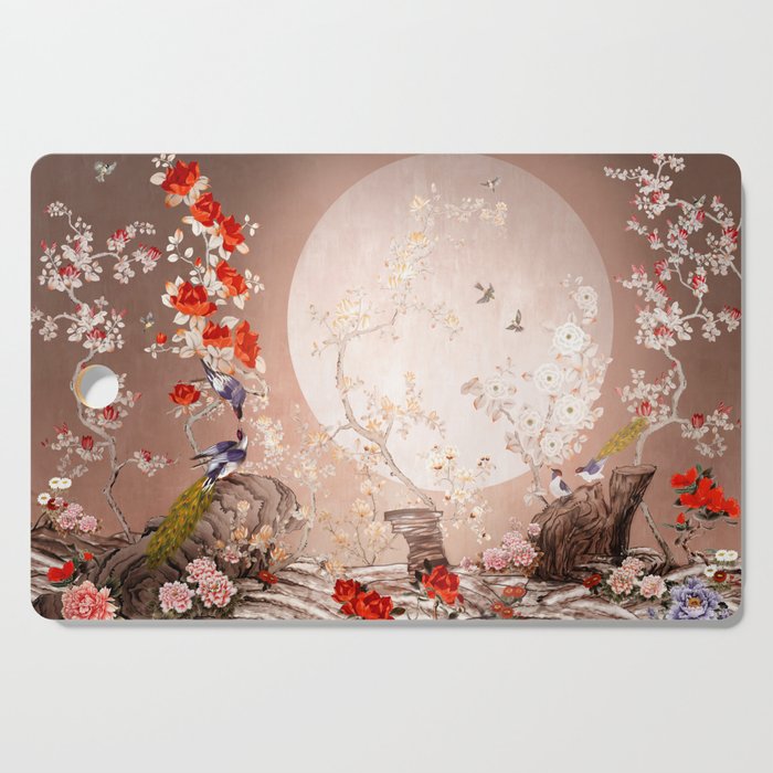 Chinoiserie Moonlight Sakura Garden Cutting Board Gallery Image 1