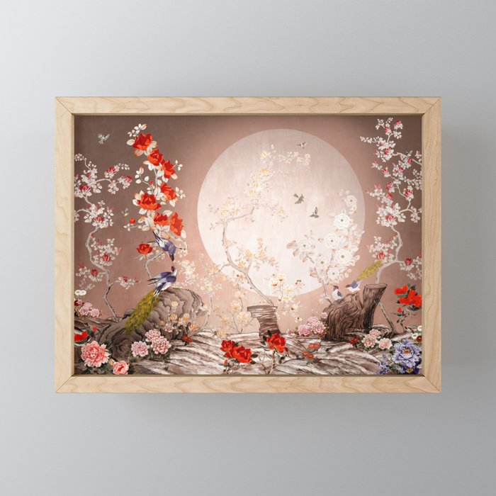 Chinoiserie Moonlight Sakura Garden Mini Art Print Gallery Image 1