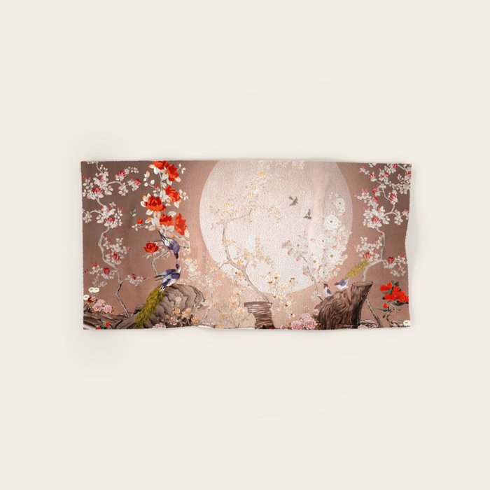 Chinoiserie Moonlight Sakura Garden Bath Towel Gallery Image 1