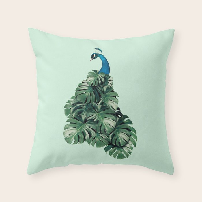 MONSTERA BIRD Throw Pillow Gallery Image 1