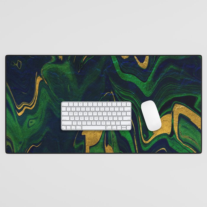 Rhapsody in Blue and Green and Gold Desk Mat Gallery Image 1
