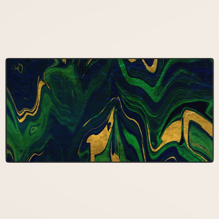 Rhapsody in Blue and Green and Gold Desk Mat Gallery Image 3