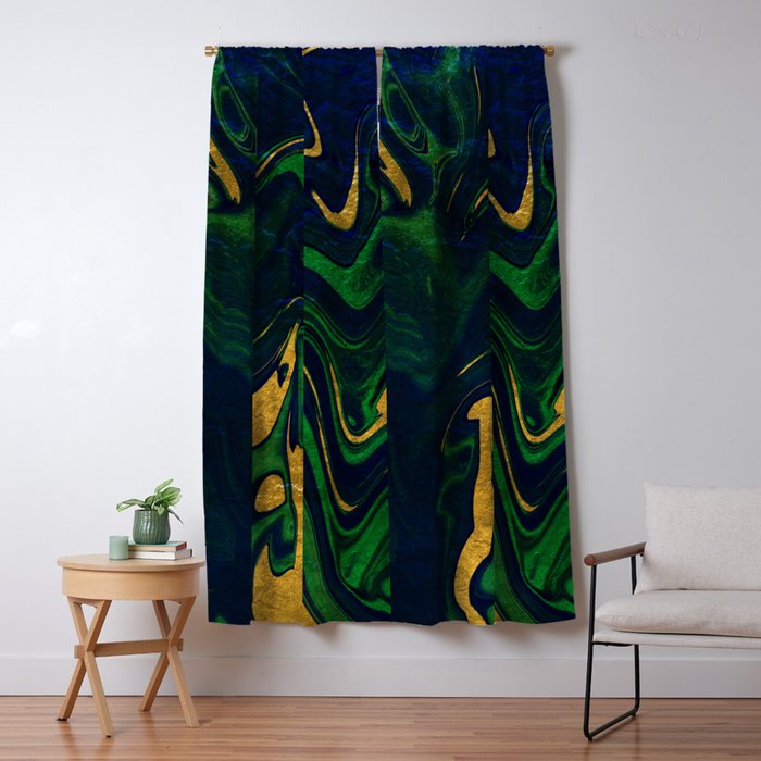 Rhapsody in Blue and Green and Gold Window Curtain Gallery Image 1