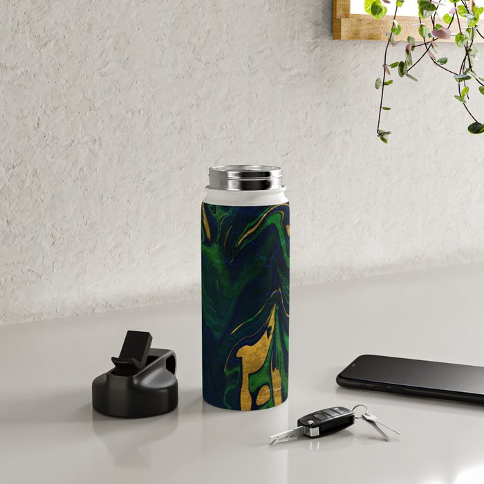 Rhapsody in Blue and Green and Gold Water Bottle Gallery Image 4