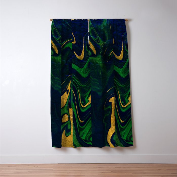 Rhapsody in Blue and Green and Gold Window Curtain Gallery Image 3