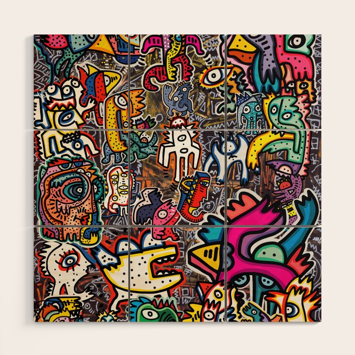 Stickers Attack Street Art Graffiti Wood Wall Art Gallery Image 1