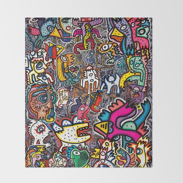 Stickers Attack Street Art Graffiti Throw Blanket Gallery Image 2