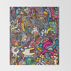 Stickers Attack Street Art Graffiti Throw Blanket Gallery Image 2