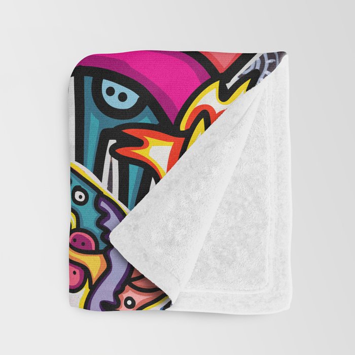 Stickers Attack Street Art Graffiti Throw Blanket Gallery Image 3
