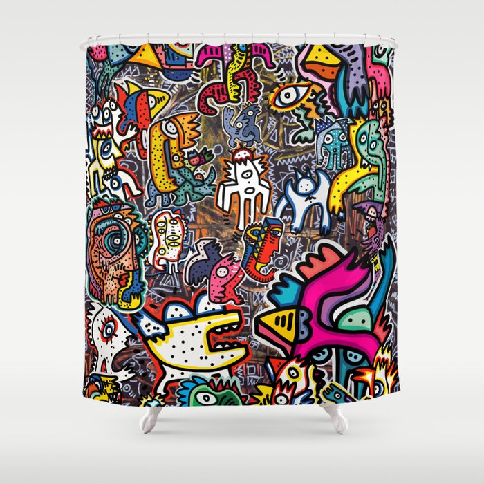 Stickers Attack Street Art Graffiti Shower Curtain Gallery Image 1