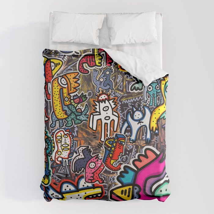 Stickers Attack Street Art Graffiti Duvet Cover Gallery Image 1