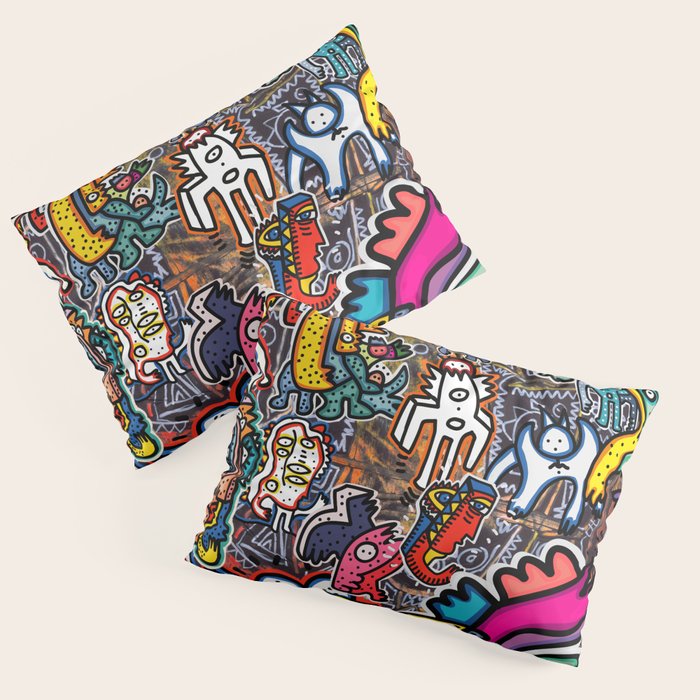 Stickers Attack Street Art Graffiti Pillow Sham Gallery Image 3