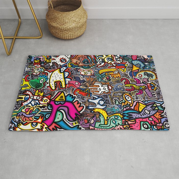 Stickers Attack Street Art Graffiti Rug Gallery Image 1