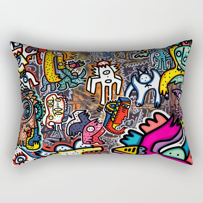 Stickers Attack Street Art Graffiti Rectangular Pillow Gallery Image 2