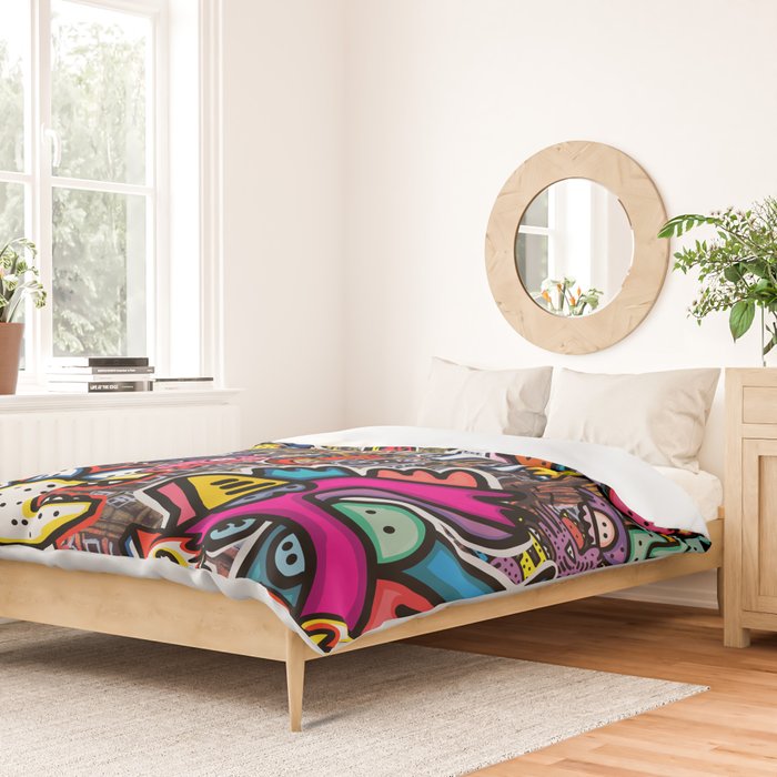 Stickers Attack Street Art Graffiti Duvet Cover Gallery Image 2