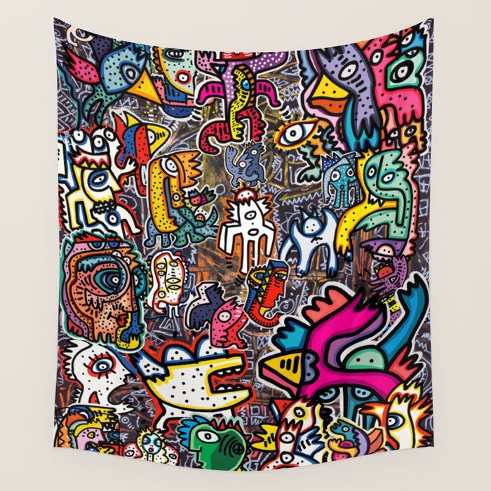 Stickers Attack Street Art Graffiti Wall Tapestry Gallery Image 4