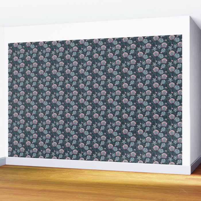 Dark Floral Elegance Wall Mural Gallery Image 2