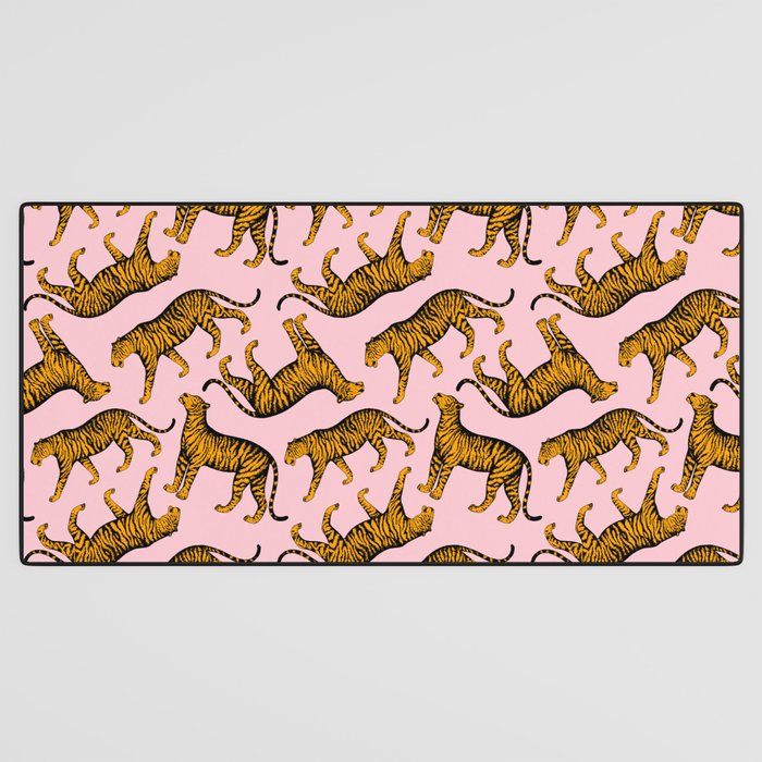 Tigers (Pink and Marigold) Desk Mat Gallery Image 3