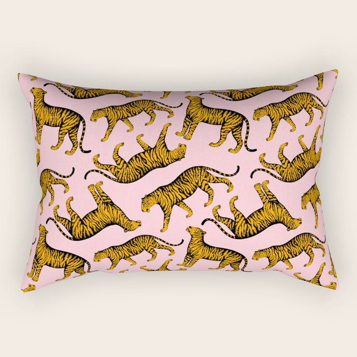 Tigers (Pink and Marigold) Rectangular Pillow Gallery Image 2