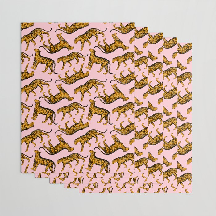 Tigers (Pink and Marigold) Wrapping Paper Gallery Image 3