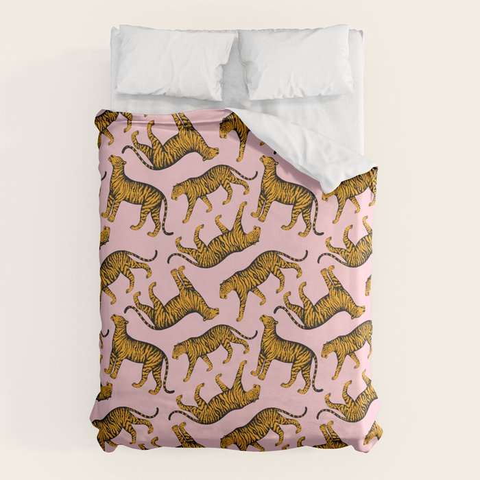 Tigers (Pink and Marigold) Duvet Cover Gallery Image 6