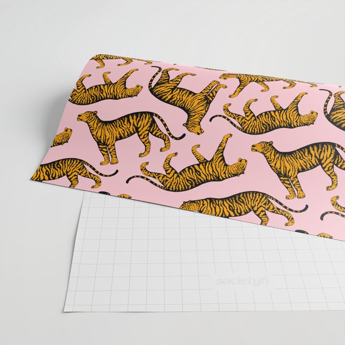Tigers (Pink and Marigold) Wrapping Paper Gallery Image 2