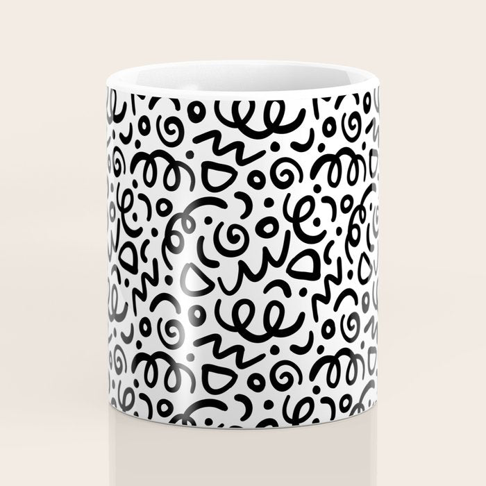 Fun black line doodle art pattern Coffee Mug Gallery Image 4
