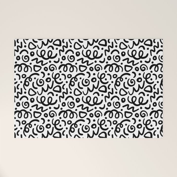 Fun black line doodle art pattern Welcome Mat Gallery Image 1