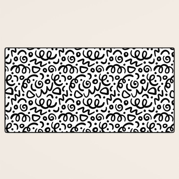 Fun black line doodle art pattern Desk Mat Gallery Image 3