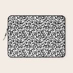 Fun black line doodle art pattern Laptop Sleeve Gallery Image 1