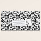 Fun black line doodle art pattern Desk Mat Gallery Image 1