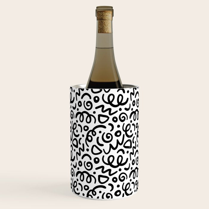 Fun black line doodle art pattern Wine Chiller Gallery Image 3