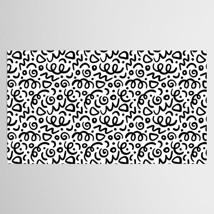 Fun black line doodle art pattern Tablecloth Gallery Image 2